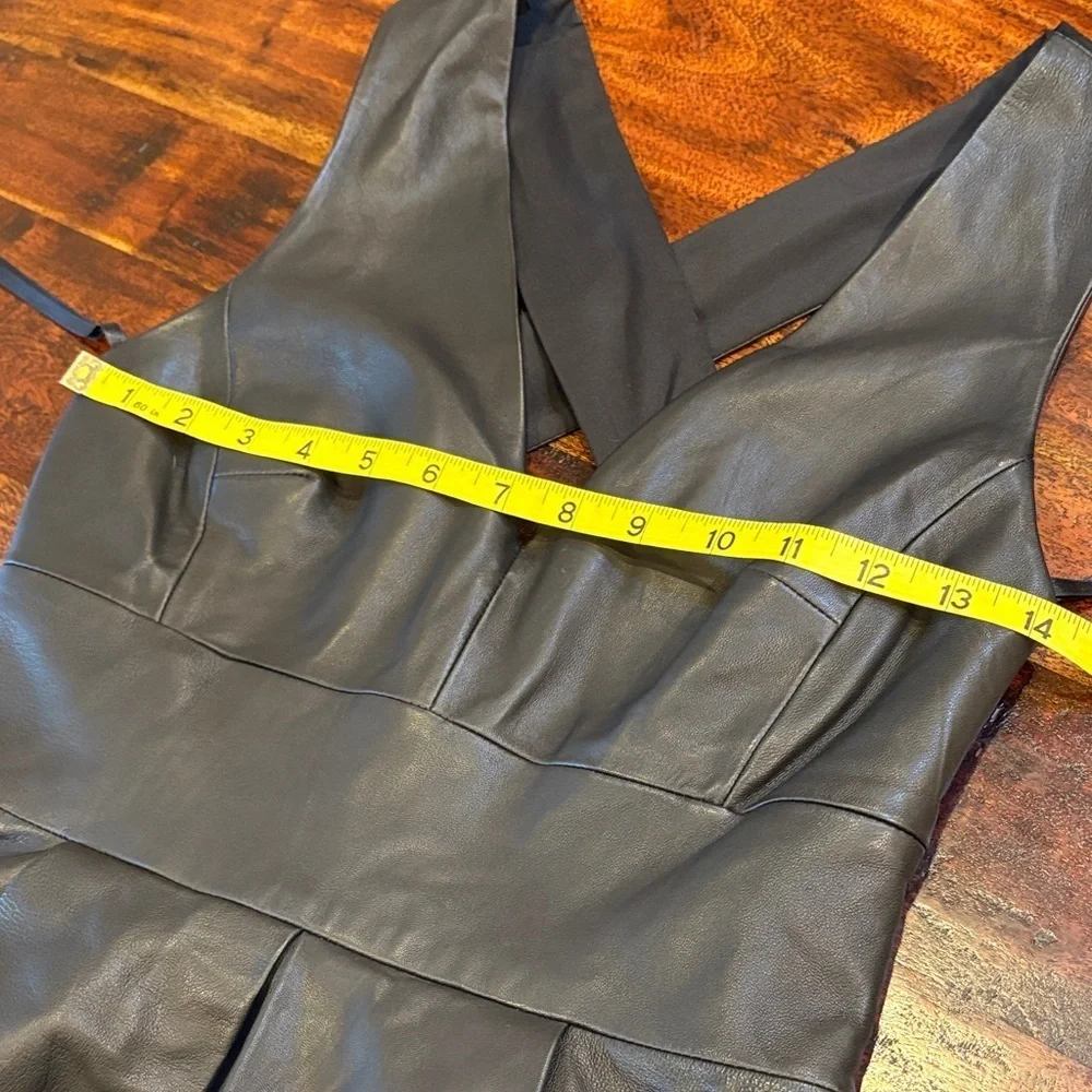 Banana Republic BR Monogram Black Lamb Leather Mini Dress size 2